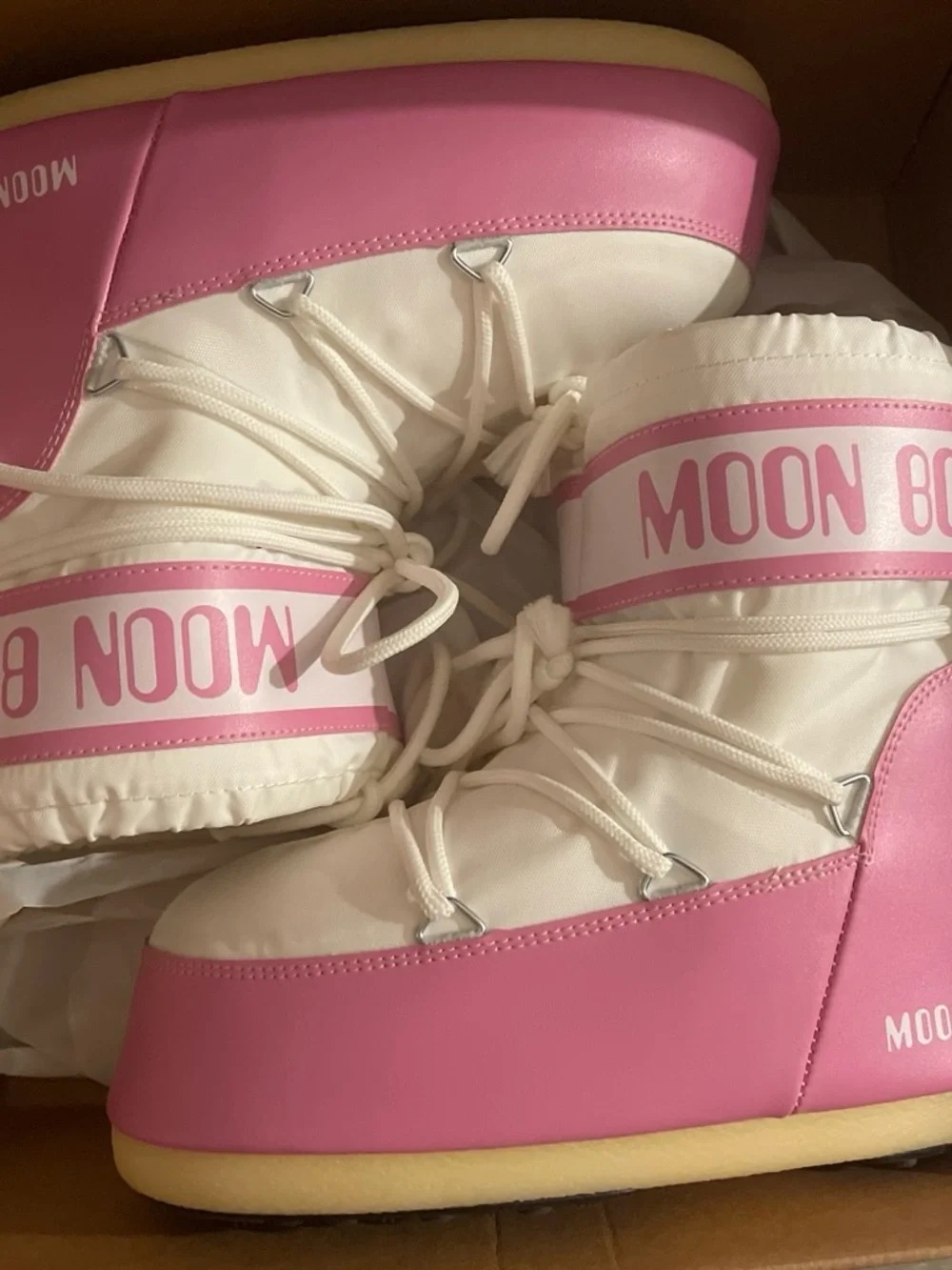 Moon Boot Pink and White Women's Winter Boots